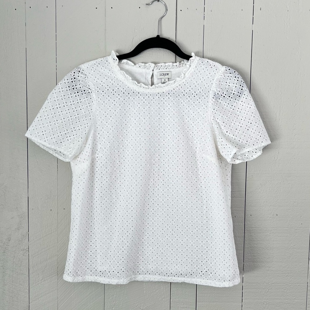 J.Crew White Eyelet Blouse